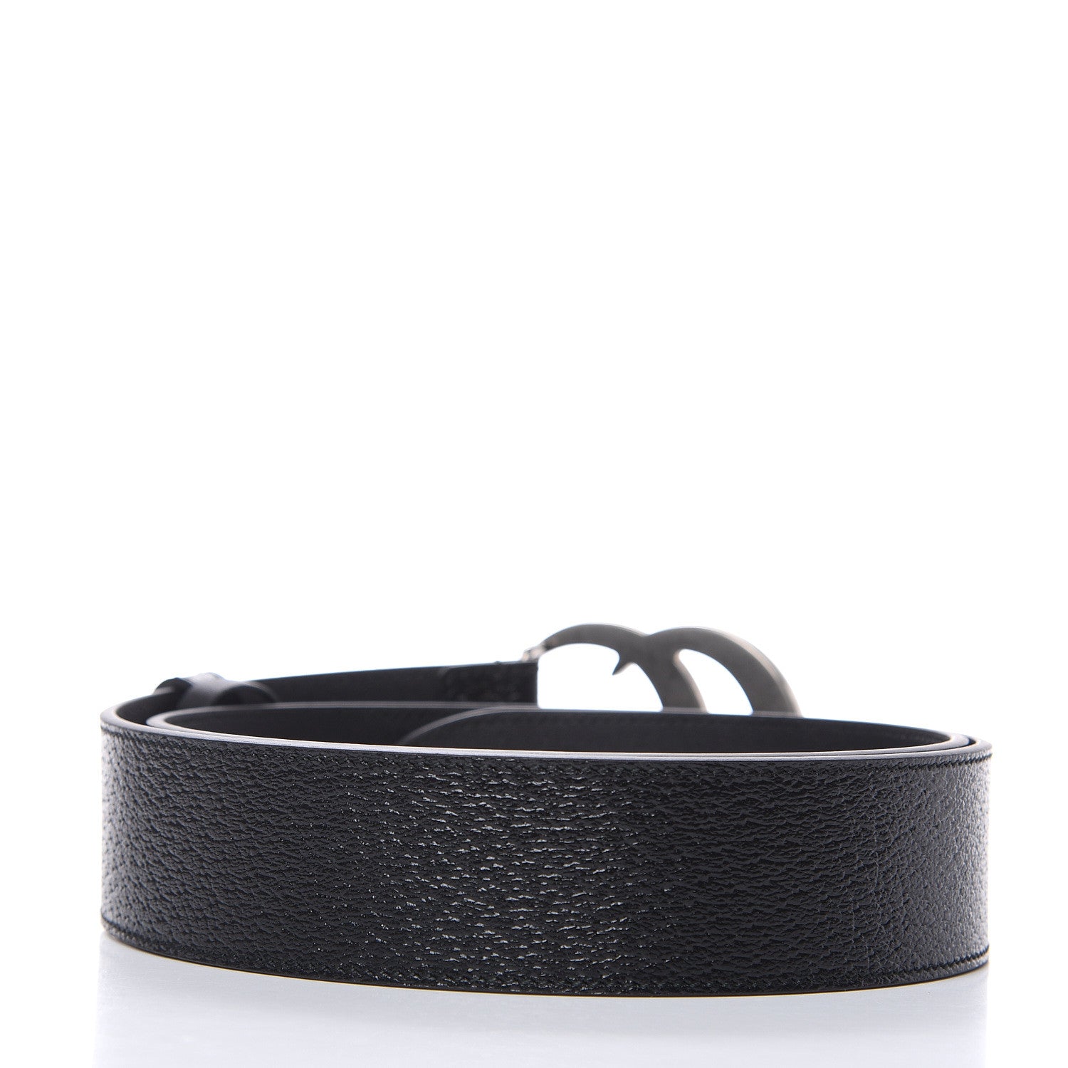 Gucci Textured Dollar Calfskin Nickel Double G 40mm Belt 90 36 Black 3 of 6