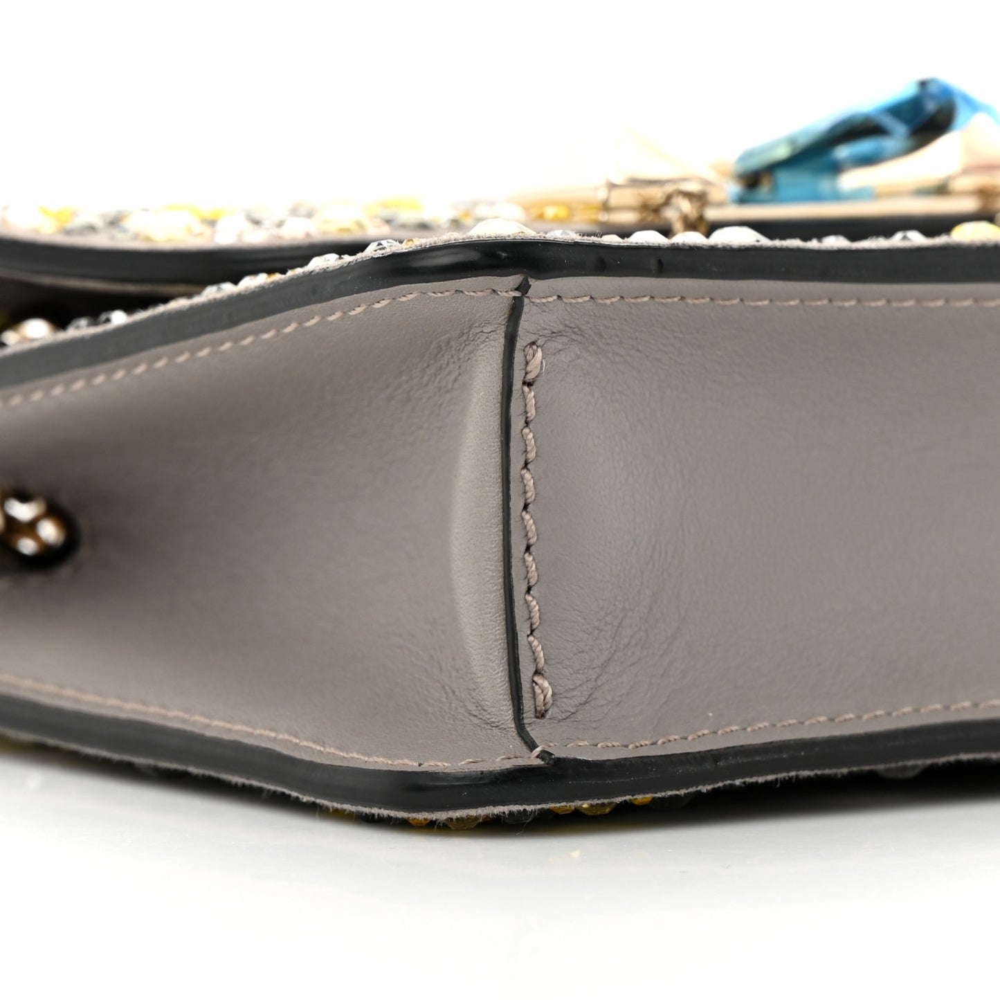 Crystal Suede Mini Rockstud Demilune Shoulder Bag Multicolor