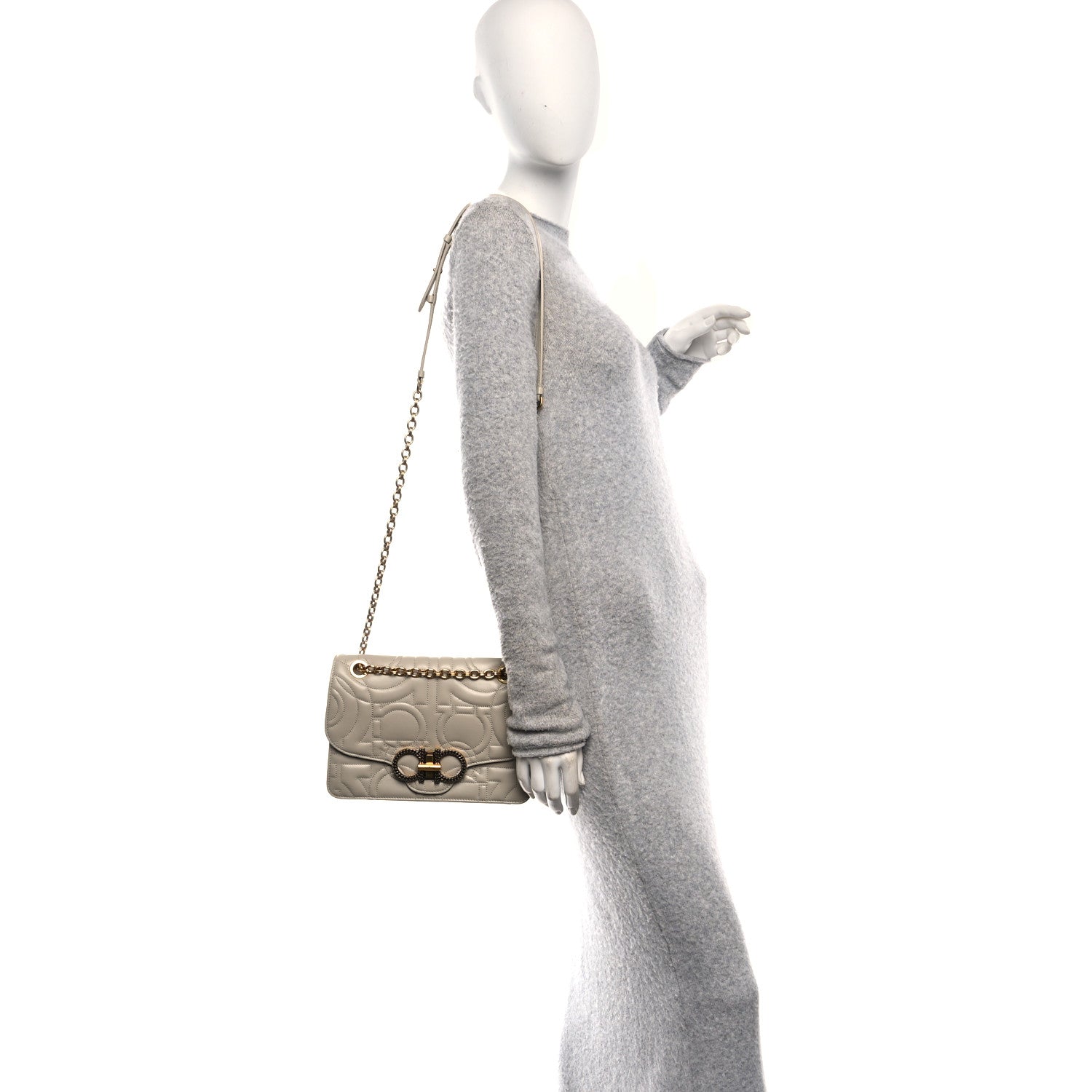 Salvatore Ferragamo Calfskin Quilted Gancini Flap Bag Peony 2 of 9