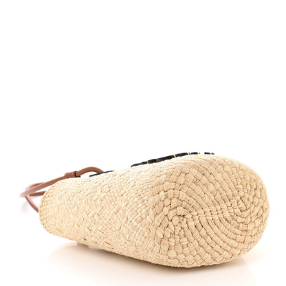 Loewe Calfskin Raffia Paulas Ibiza Mini Anagram Basket Tote Bag Natural Tan 4 of 10
