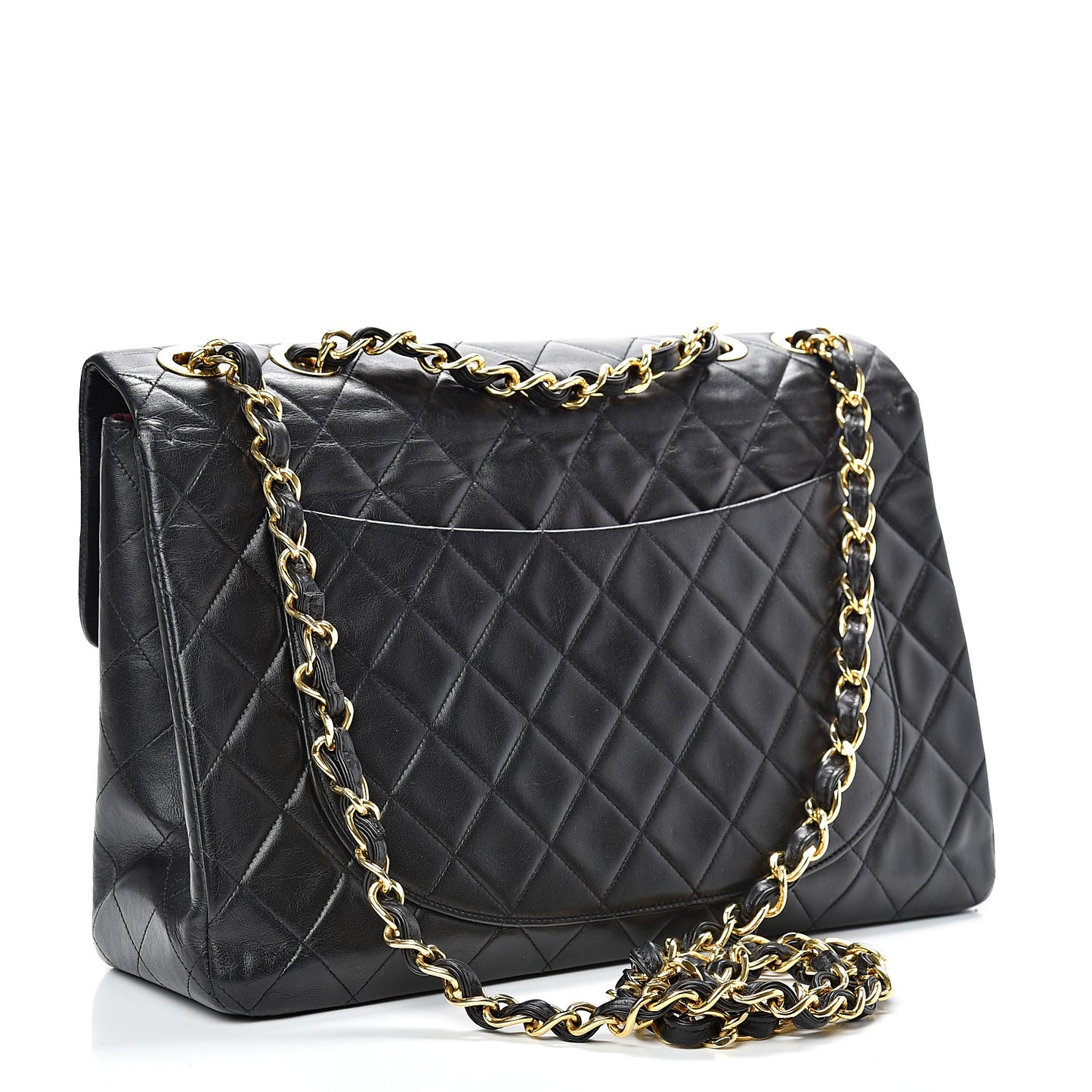 Lambskin Quilted XL Jumbo Single Flap Black