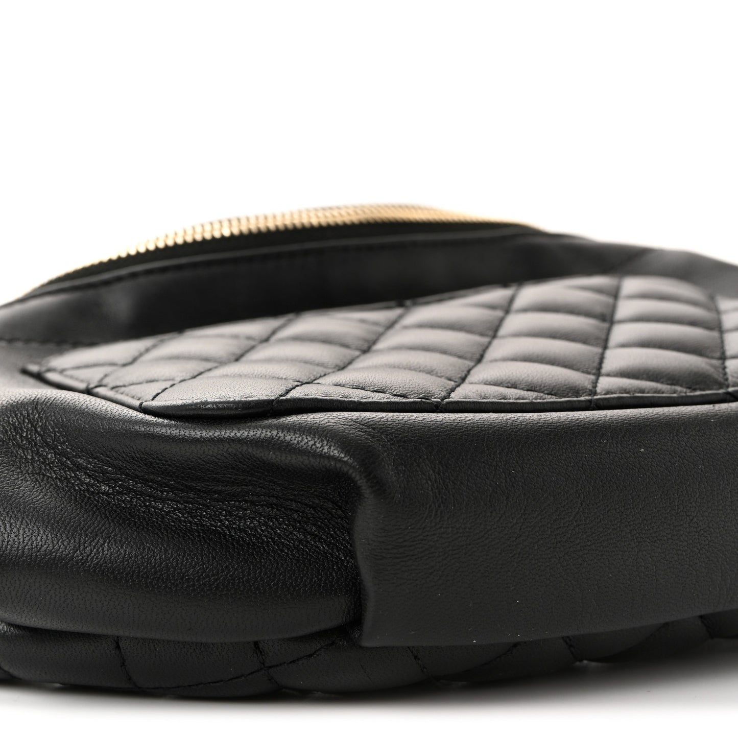 Lambskin Quilted Waist Bag Fanny Pack Black