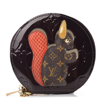 Louis Vuitton Vernis Animania Ecureuil Squirrel Round Coin Purse Amarante 9 of 16