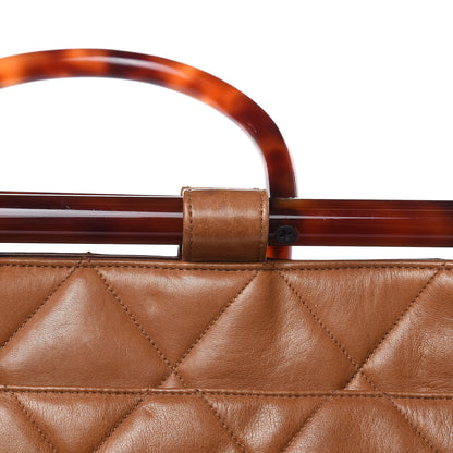 Chanel Calfskin Quilted Tortoise Handle Tote Brown 14 of 16
