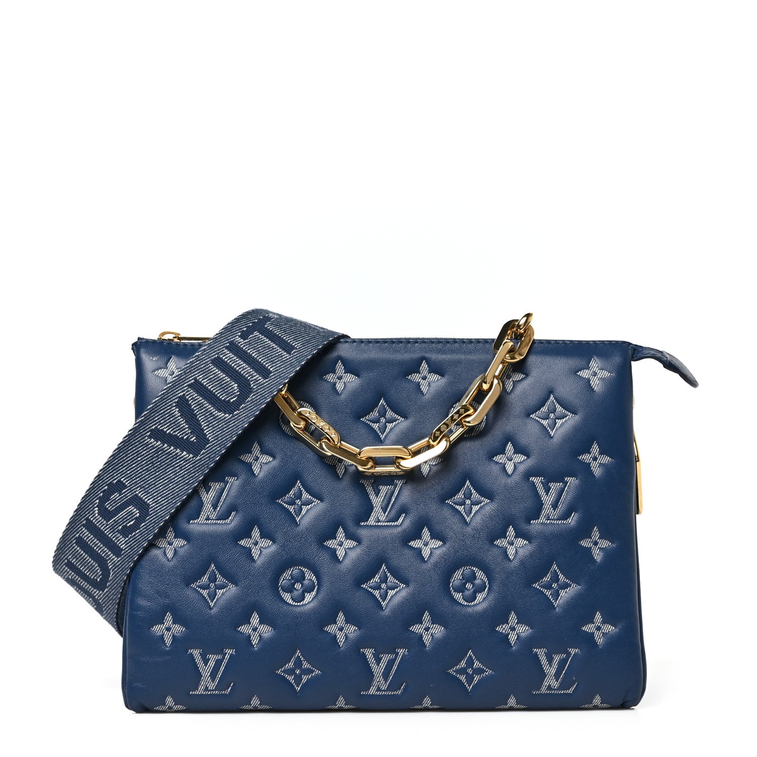 Louis Vuitton Lambskin Embossed Monogram Coussin PM Denim Blue 1 of 8