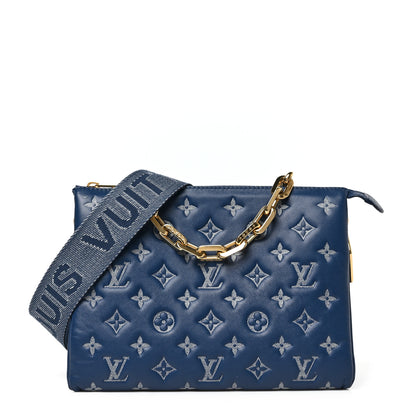 Louis Vuitton Lambskin Embossed Monogram Coussin PM Denim Blue 1 of 8