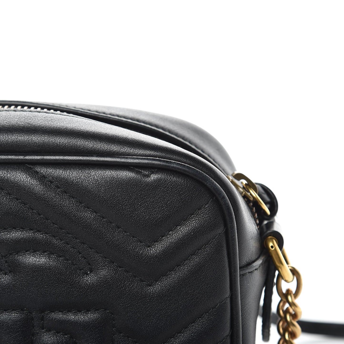 Calfskin Matelasse Mini GG Marmont Chain Shoulder Bag Black