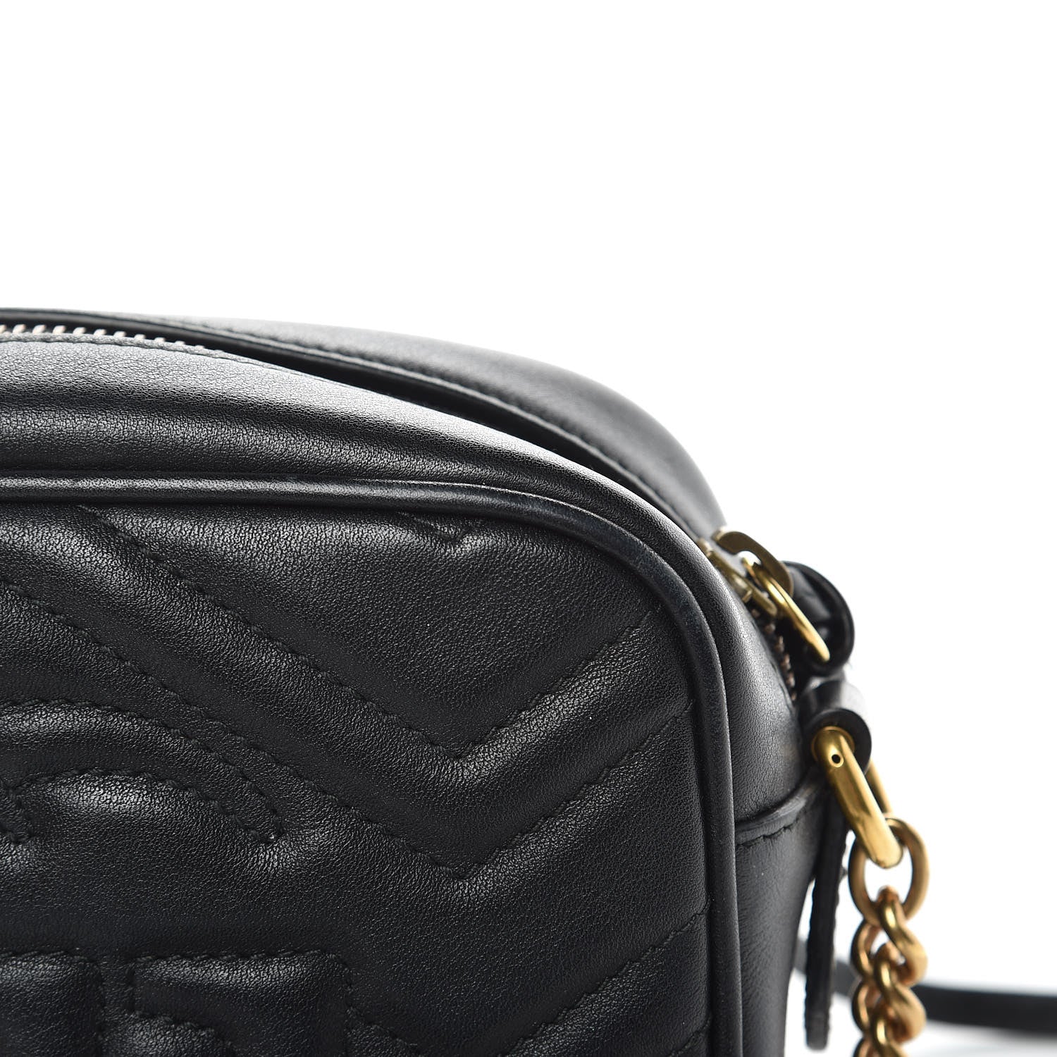 Gucci Calfskin Matelasse Mini GG Marmont Chain Shoulder Bag Black 11 of 16