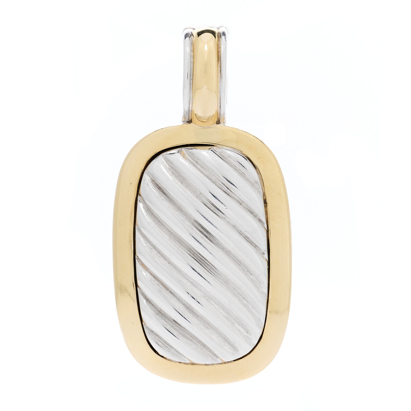 Sterling Silver 18K Yellow Gold Elongated Sculpted Cable Enhancer Pendant
