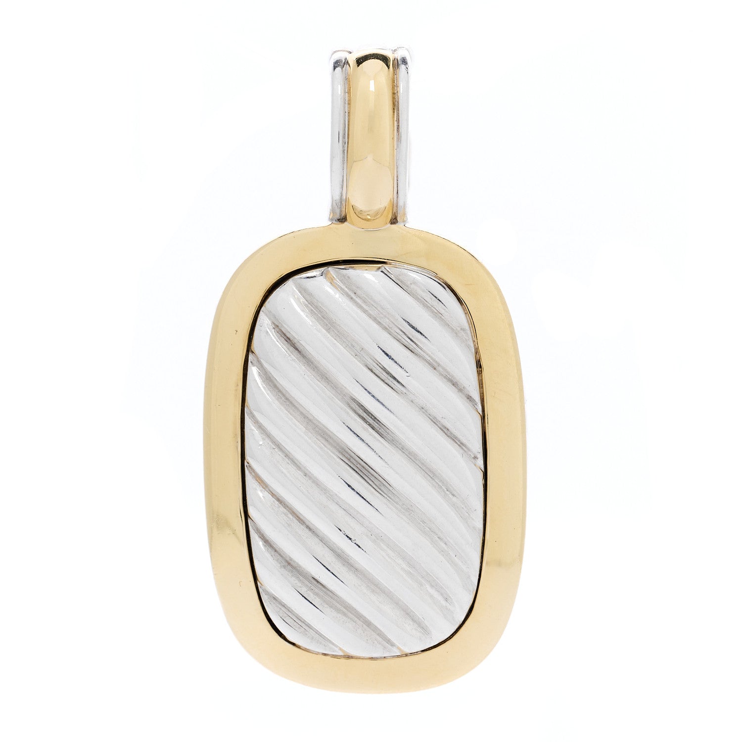 David Yurman Sterling Silver 18K Yellow Gold Elongated Sculpted Cable Enhancer Pendant 1 of 4