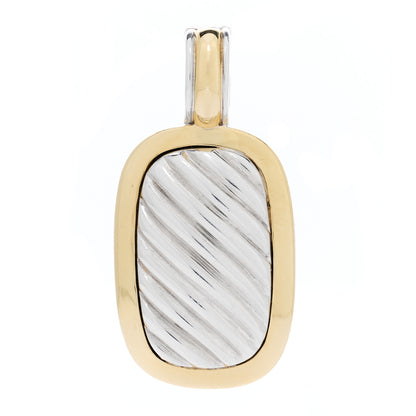 David Yurman Sterling Silver 18K Yellow Gold Elongated Sculpted Cable Enhancer Pendant 1 of 4