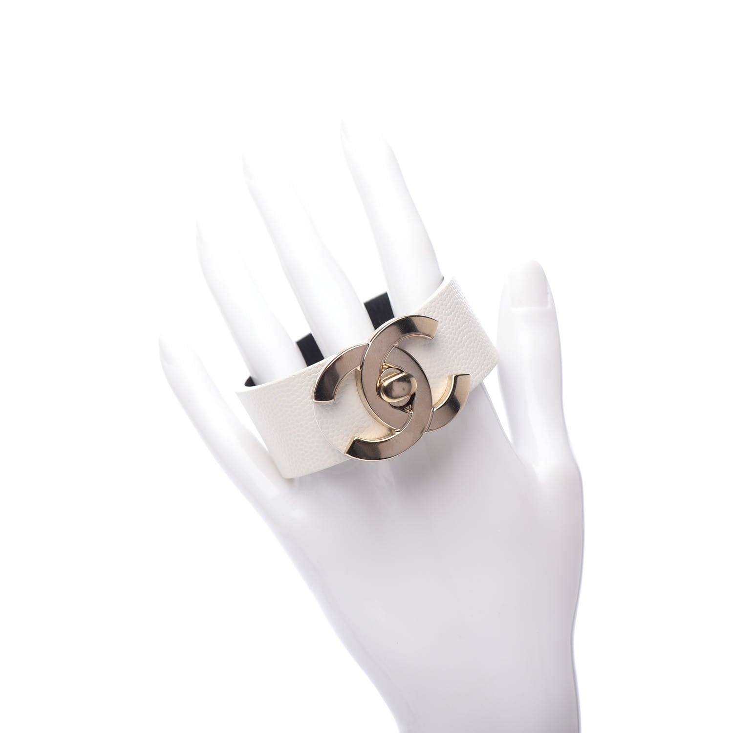 Chanel Caviar CC Turnlock Bracelet M White 2 of 6