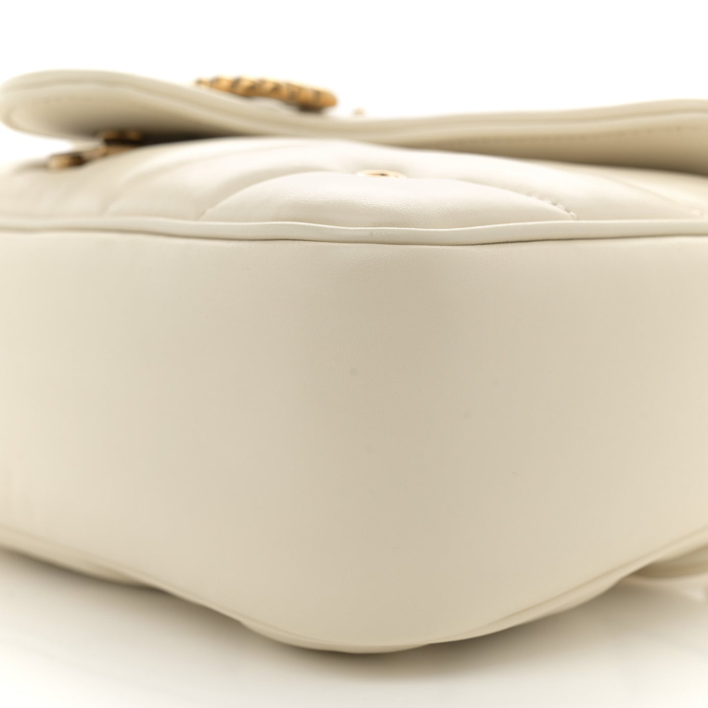 Calfskin Matelasse Double G Studs Small Torchon GG Marmont Shoulder Bag Mystic White