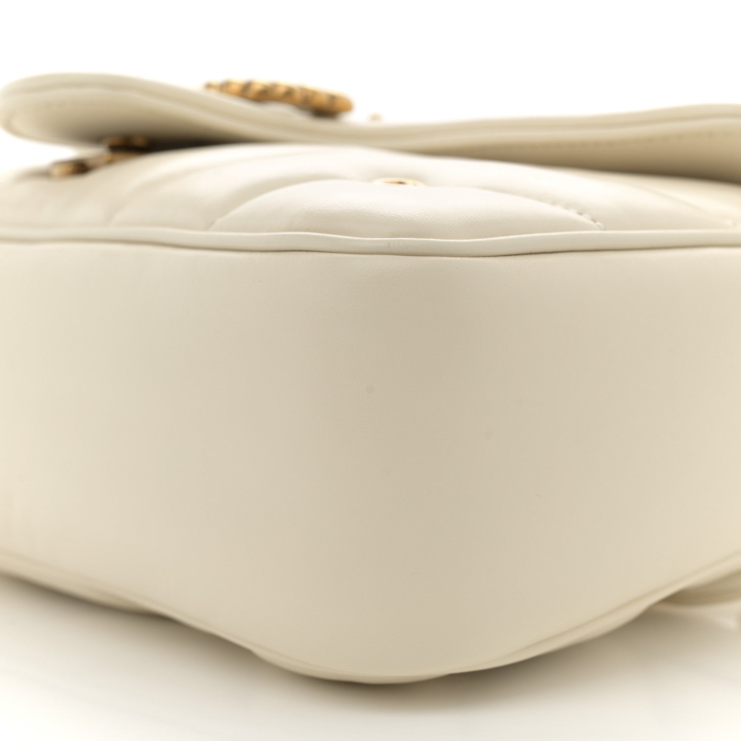 Gucci Calfskin Matelasse Double G Studs Small Torchon GG Marmont Shoulder Bag Mystic White 10 of 10