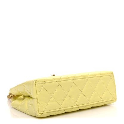 Chanel Shiny Aged Calfskin Quilted Nano Kelly Shopper Light Yellow 4 of 11