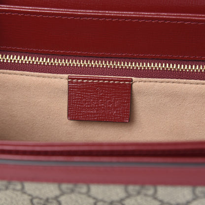 Gucci GG Supreme Monogram Azalea Calfskin Horsebit 1955 Shoulder Bag Beige Ebony New Cherry Red 6 of 13
