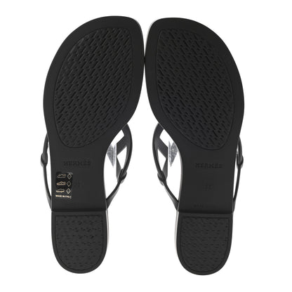 Hermes Rubber Womens Egerie Sandals 38 Black 5 of 7