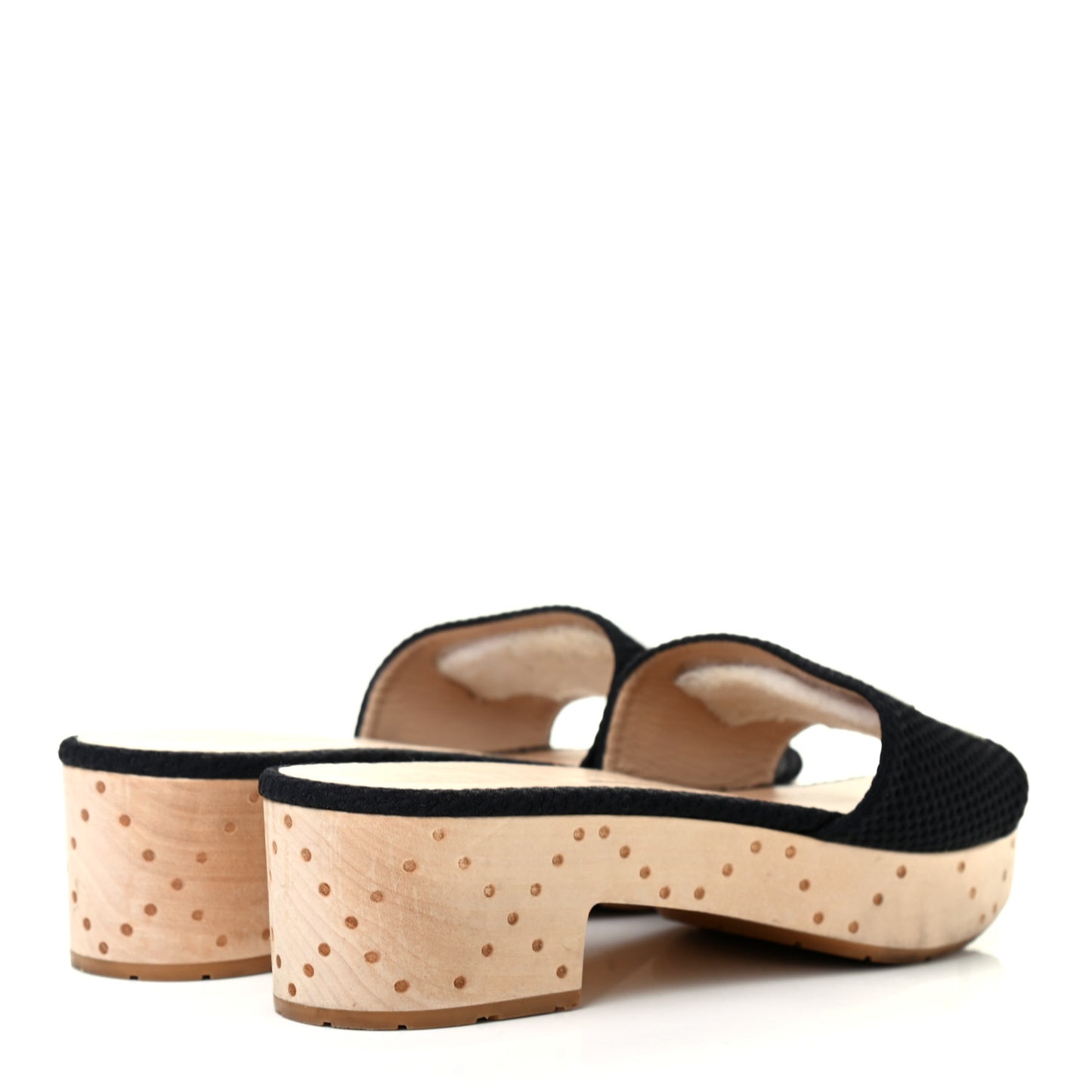 Wood Mesh CC Mules 37 Black