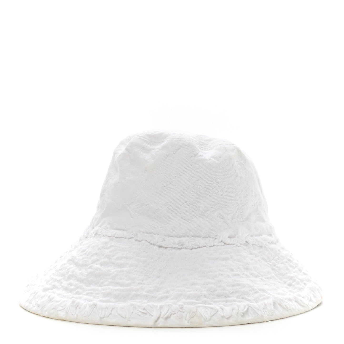 Monogram Denim Fringe Bucket Hat L White