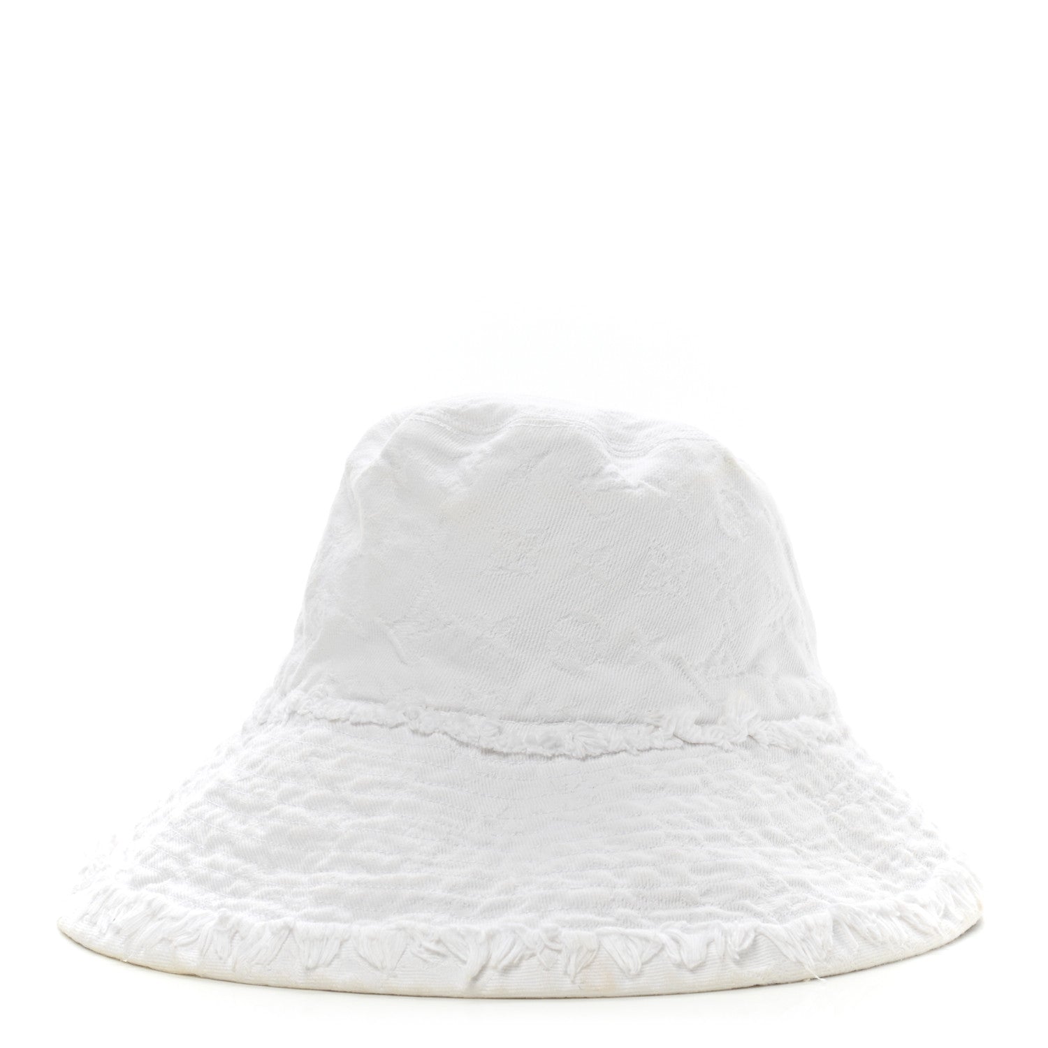 Louis Vuitton Monogram Denim Fringe Bucket Hat L White 1 of 9