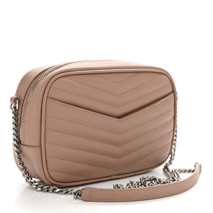 Saint Laurent Grain De Poudre Matelasse Monogram Mini Lou Camera Bag Dark Beige 3 of 11