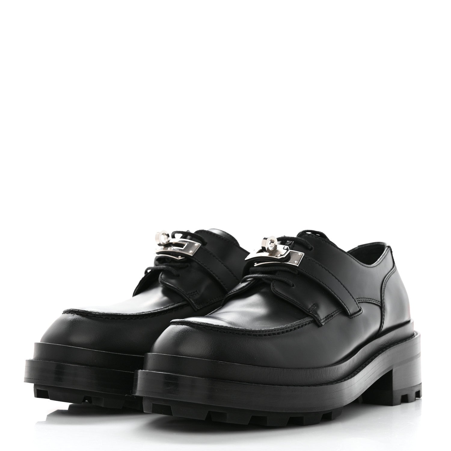 Hermes Calfskin First Derby Shoes 37.5 Black 3 of 9