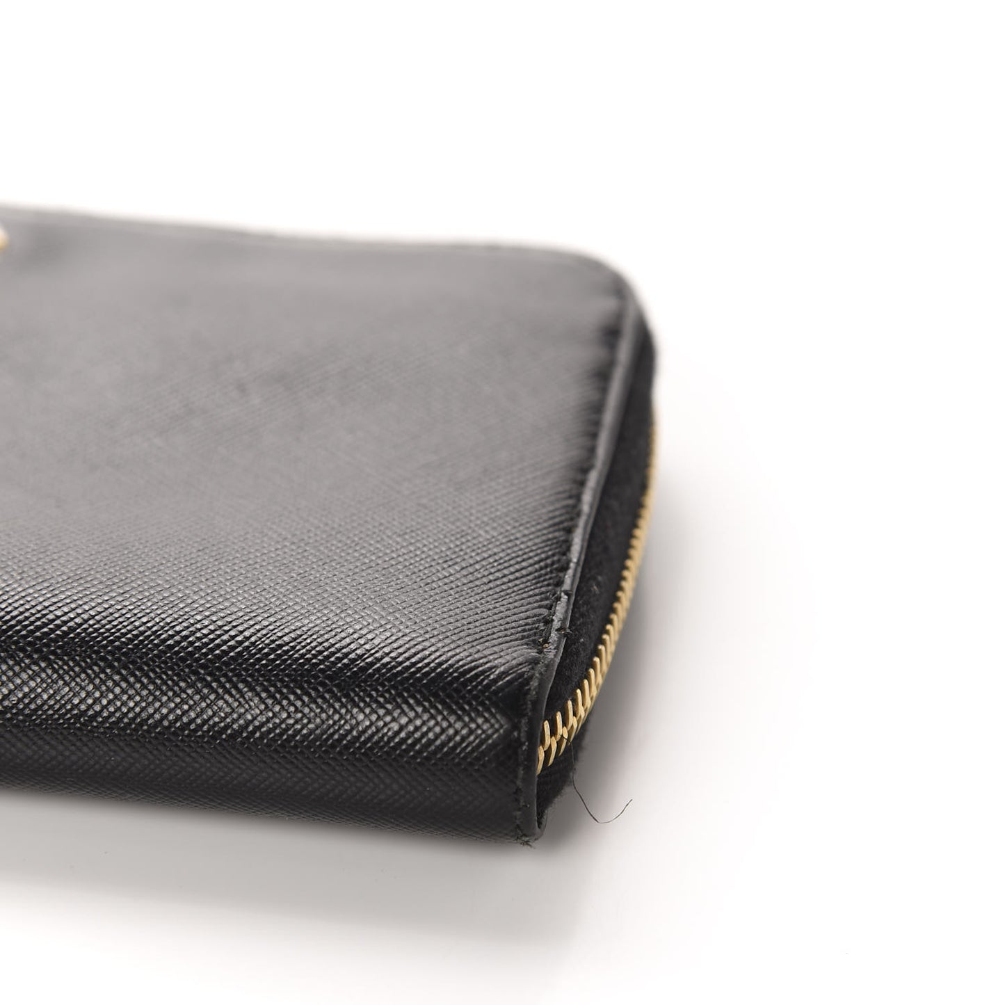 Saffiano Metal Zip Around Wallet Black