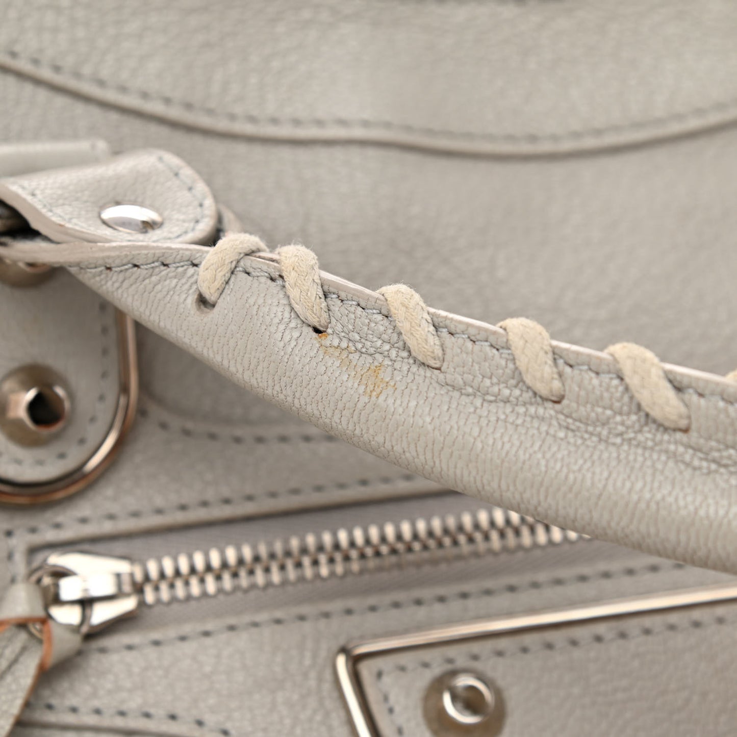 Chevre Silver Metallic Edge Hardware City Gris Glace