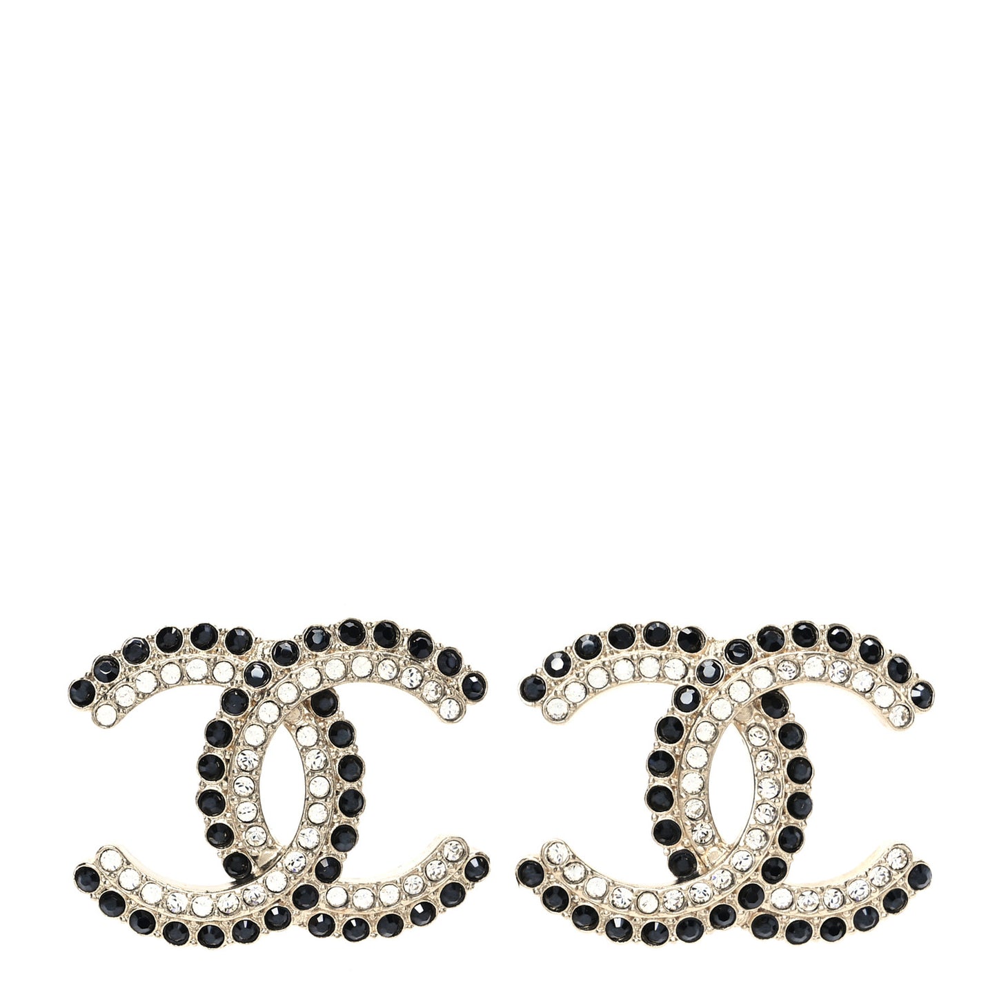 Crystal CC Earrings Black Gold