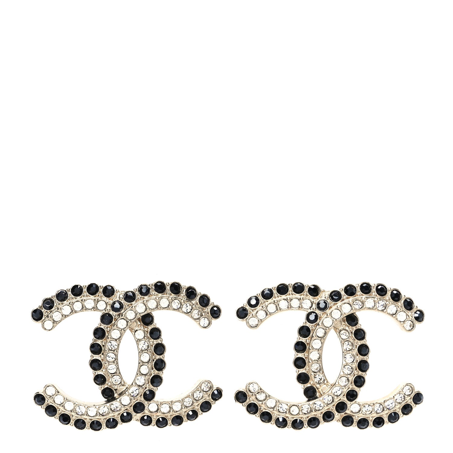 Chanel Crystal CC Earrings Black Gold 1 of 5