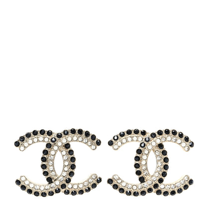 Chanel Crystal CC Earrings Black Gold 1 of 5