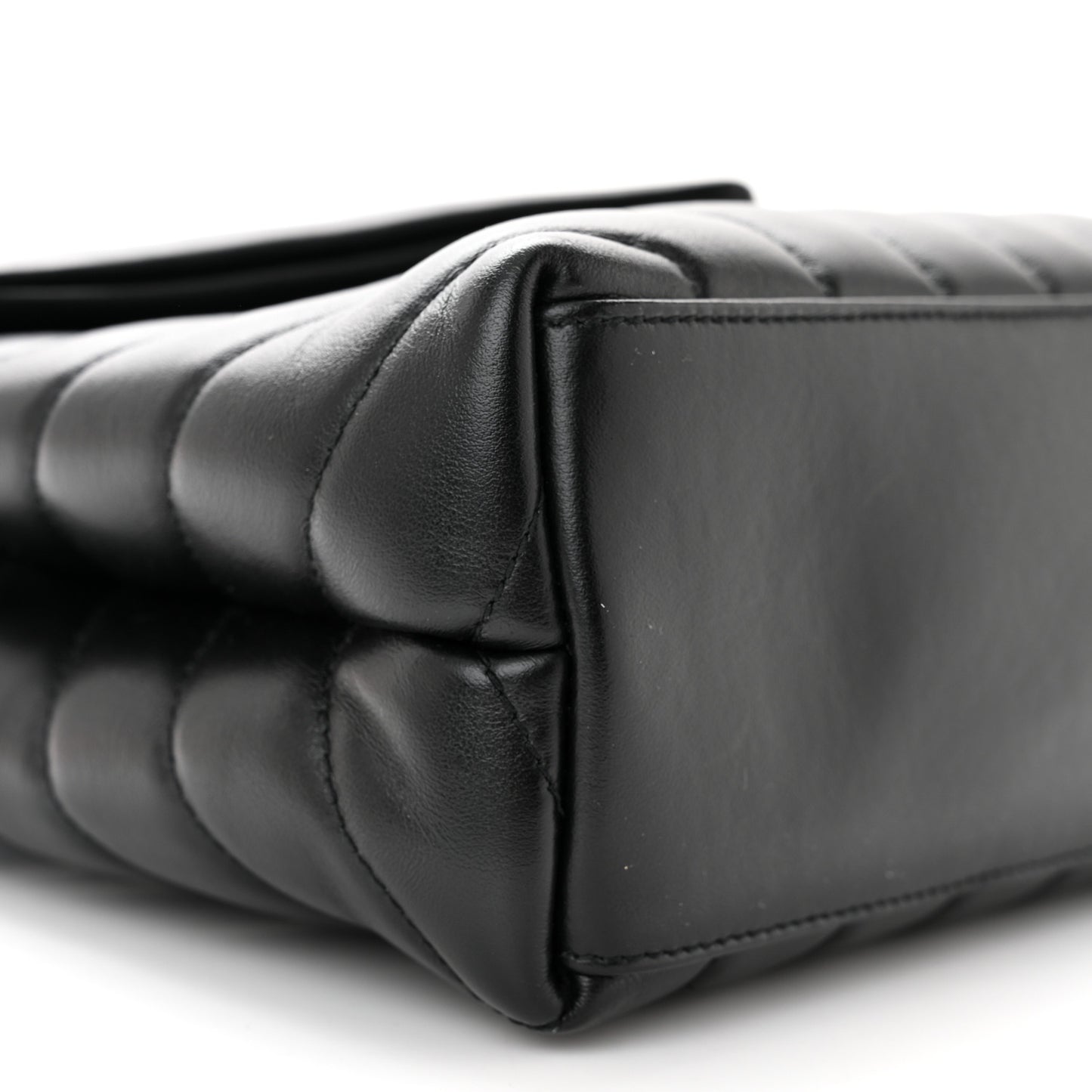 SAINT LAURENT Calfskin Y Quilted Monogram Small Loulou Chain Satchel Black
