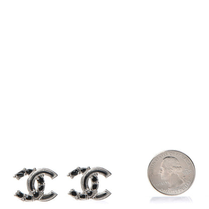 Chanel Enamel CC Earrings Black Silver 2 of 6