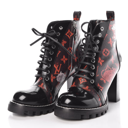 Louis Vuitton Patent Calfskin Catogram Star Trail Ankle Boots 40 Black Marron 3 of 11