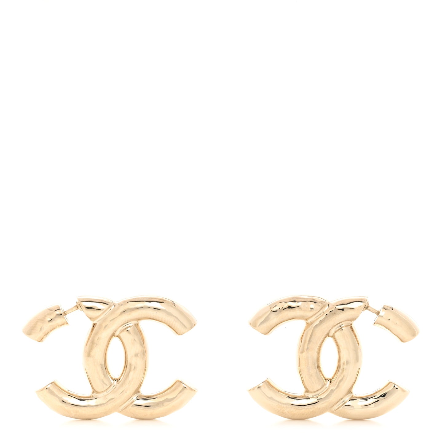 Metal Large CC Earrings Light Gold