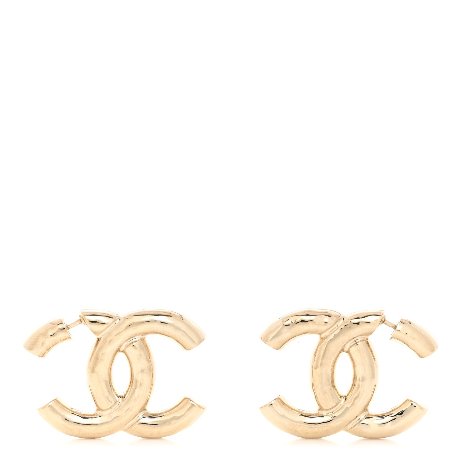 Chanel Metal Large CC Earrings Light Gold 1 of 5