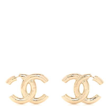 Chanel Metal Large CC Earrings Light Gold 1 of 5
