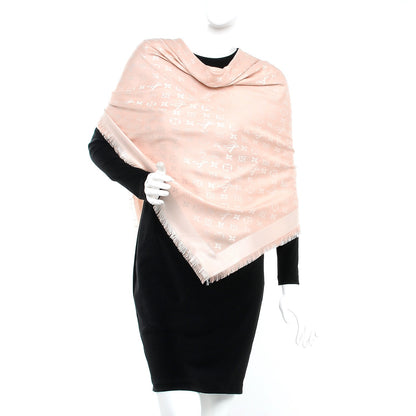 Louis Vuitton Silk Wool Monogram Denim Shawl Rose 2 of 4