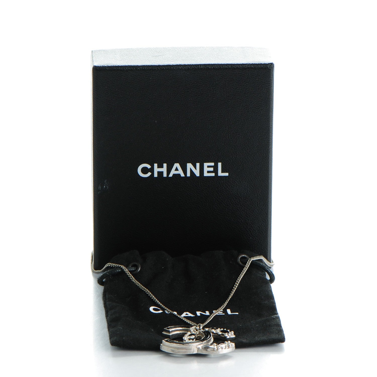 Chanel Enamel CC Necklace Black Silver 5 of 5