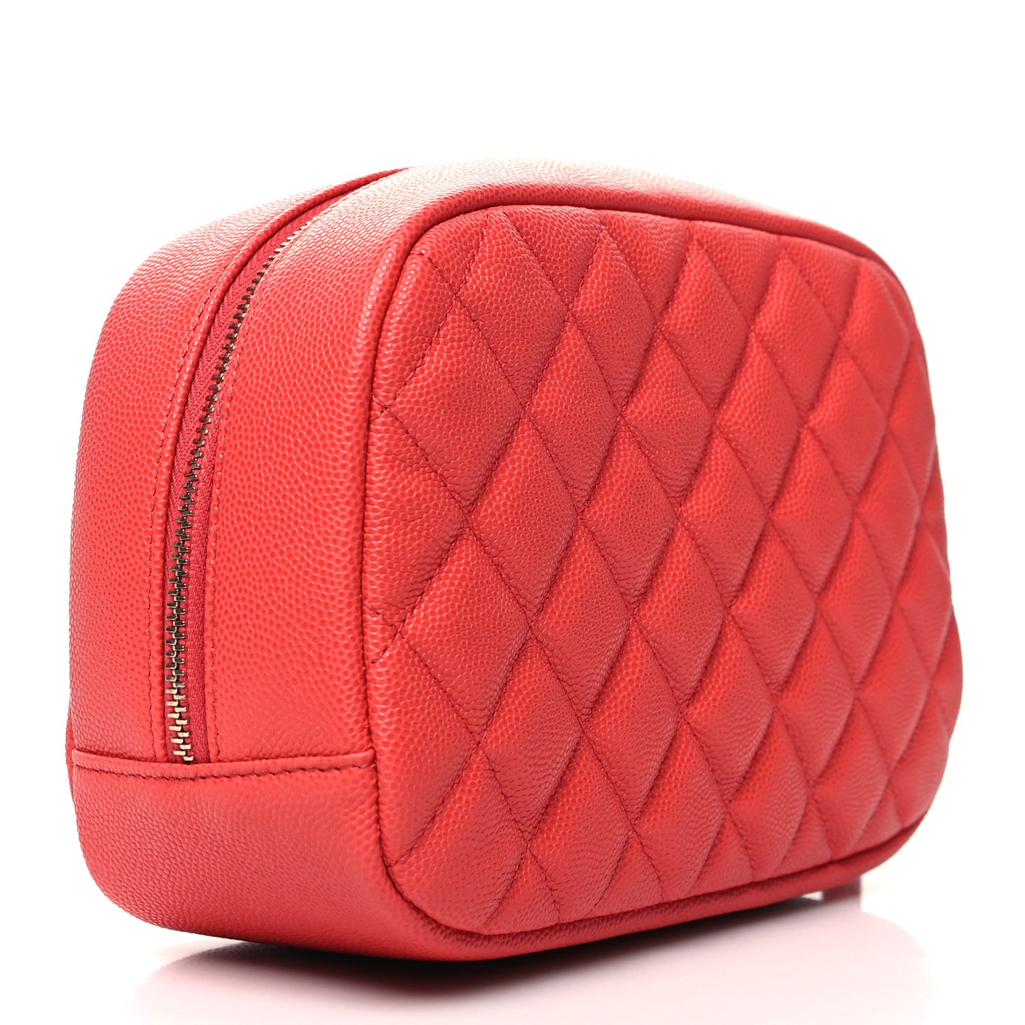 Caviar Quilted Medium Curvy Pouch Cosmetic Case Red