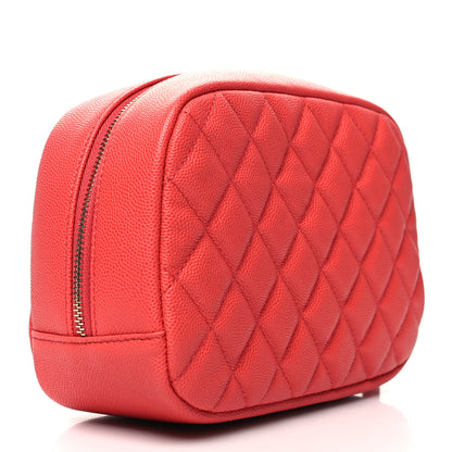 Chanel Caviar Quilted Medium Curvy Pouch Cosmetic Case Red 3 of 10