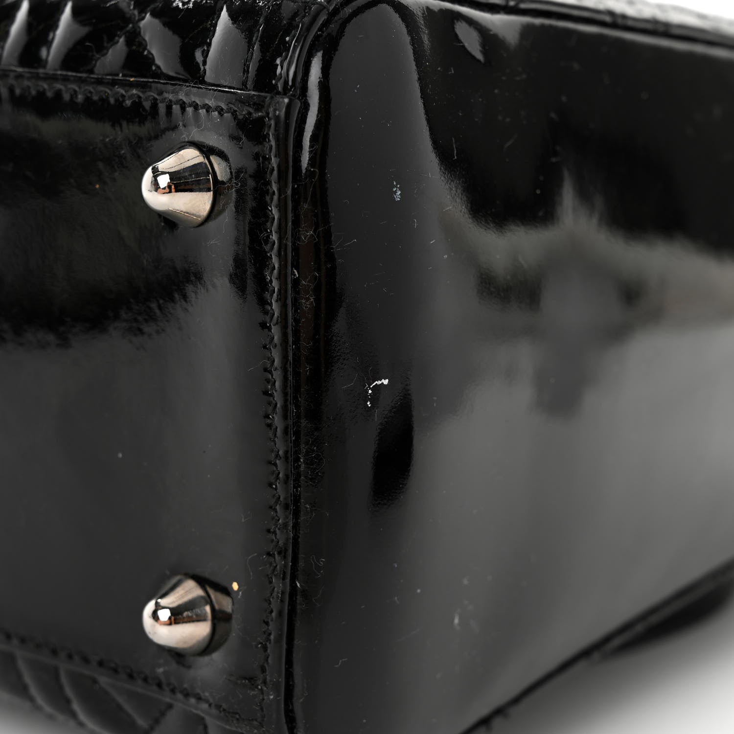 Christian Dior CHRISTIAN DIOR Patent Cannage Large Lady Dior Black 10 of 11