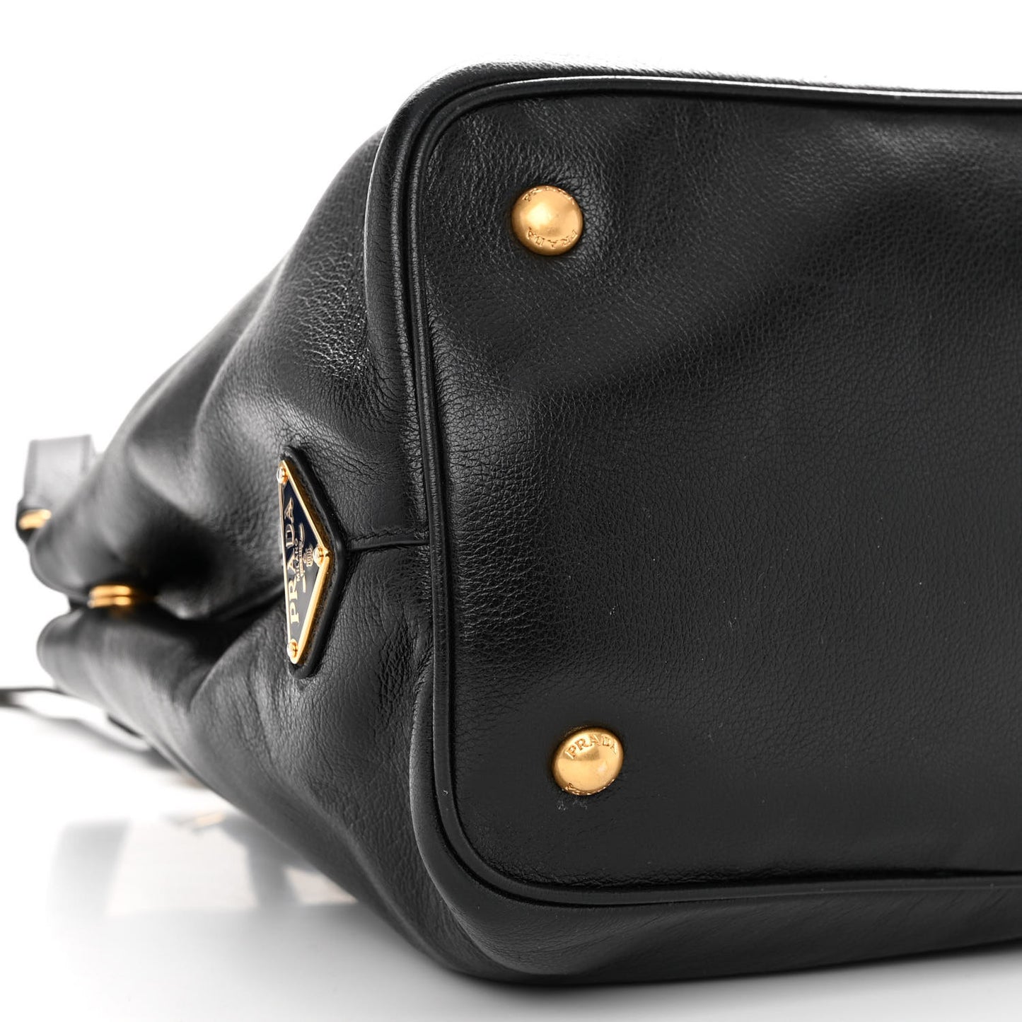 Glace Calfskin Embossed Logo Tote Black