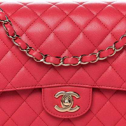 Chanel Metallic Caviar Quilted Medium Double Flap Dark Pink 9 of 12
