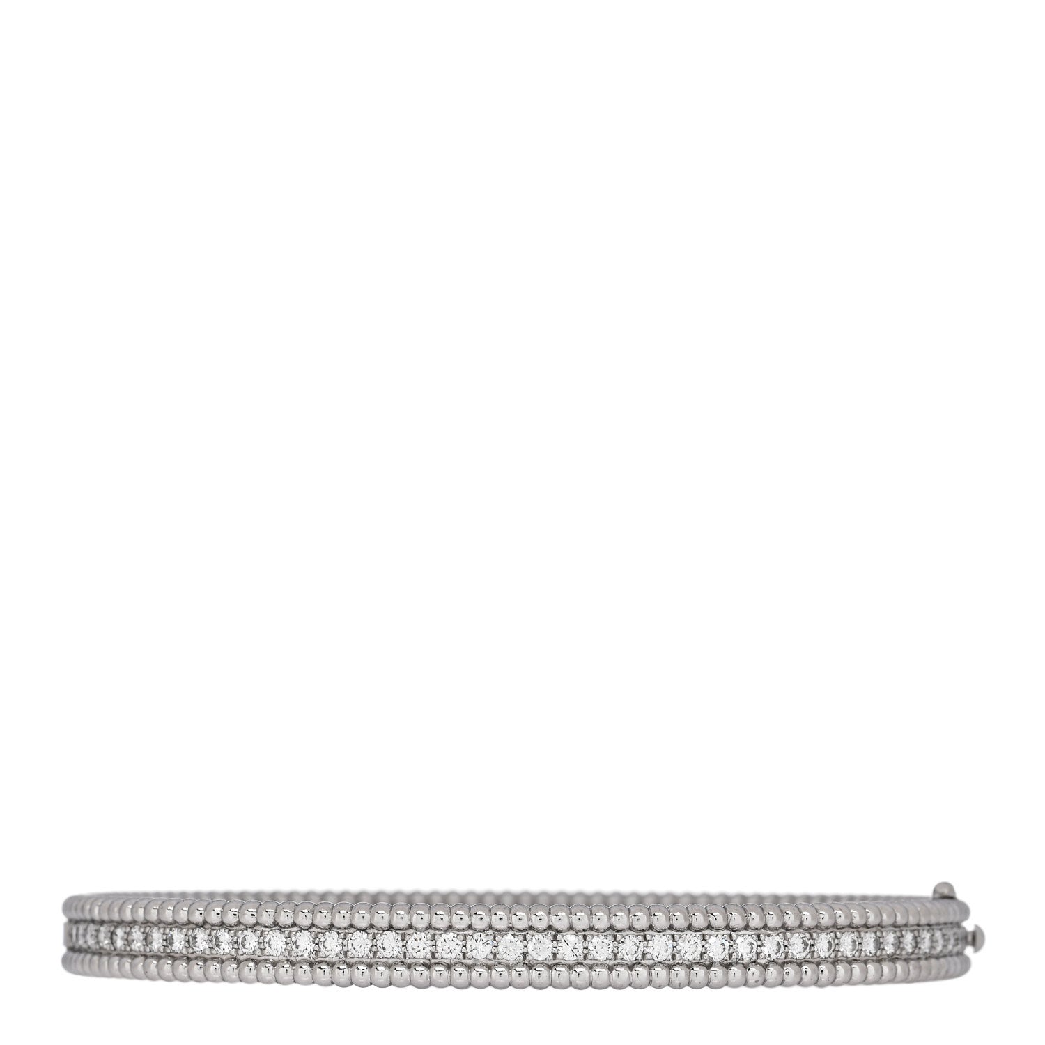 Van Cleef & Arpels 18K White Gold Diamond Perlee 1-Row Bangle Bracelet L 2 of 4