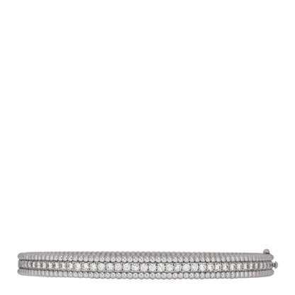 Van Cleef & Arpels 18K White Gold Diamond Perlee 1-Row Bangle Bracelet L 2 of 4
