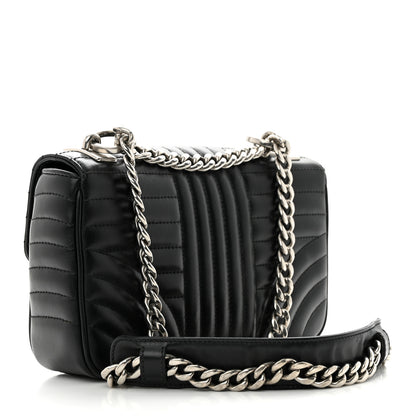 Prada Soft Calfskin Impunture Diagramme Small Chain Flap Shoulder Bag Black 3 of 11