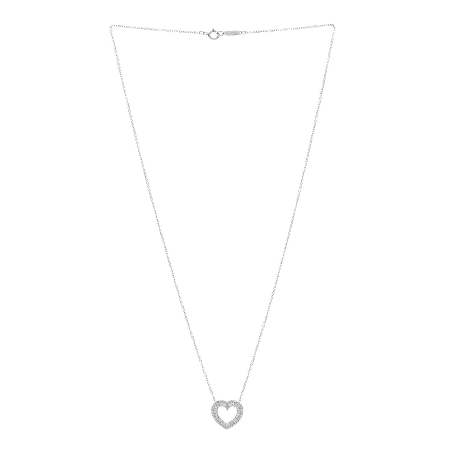 Tiffany Platinum Diamond Metro Heart Pendant Necklace 3 of 4