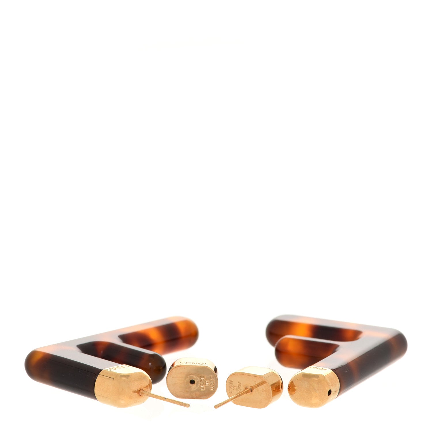 Fendi Plexiglass F Earrings Brown 3 of 5