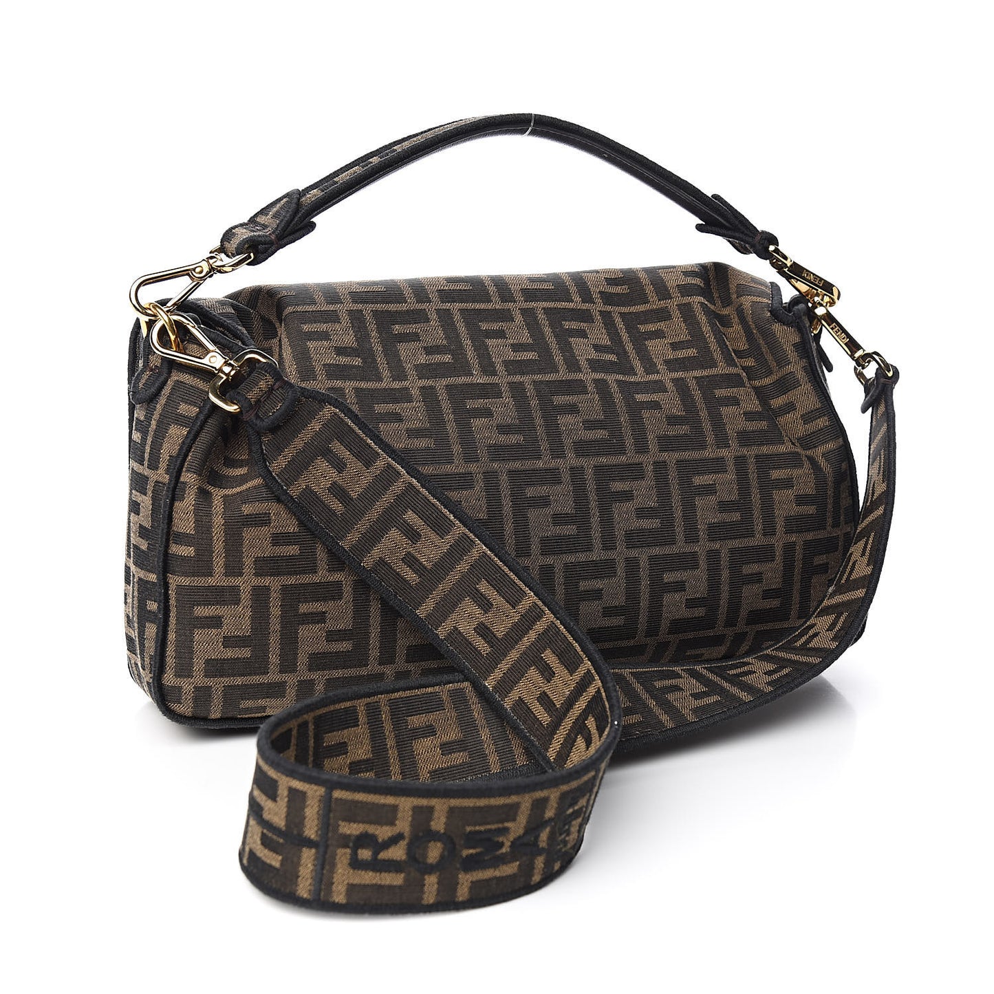 Fabric Jacquard FF 1974 Large Baguette Tobacco Moro Black